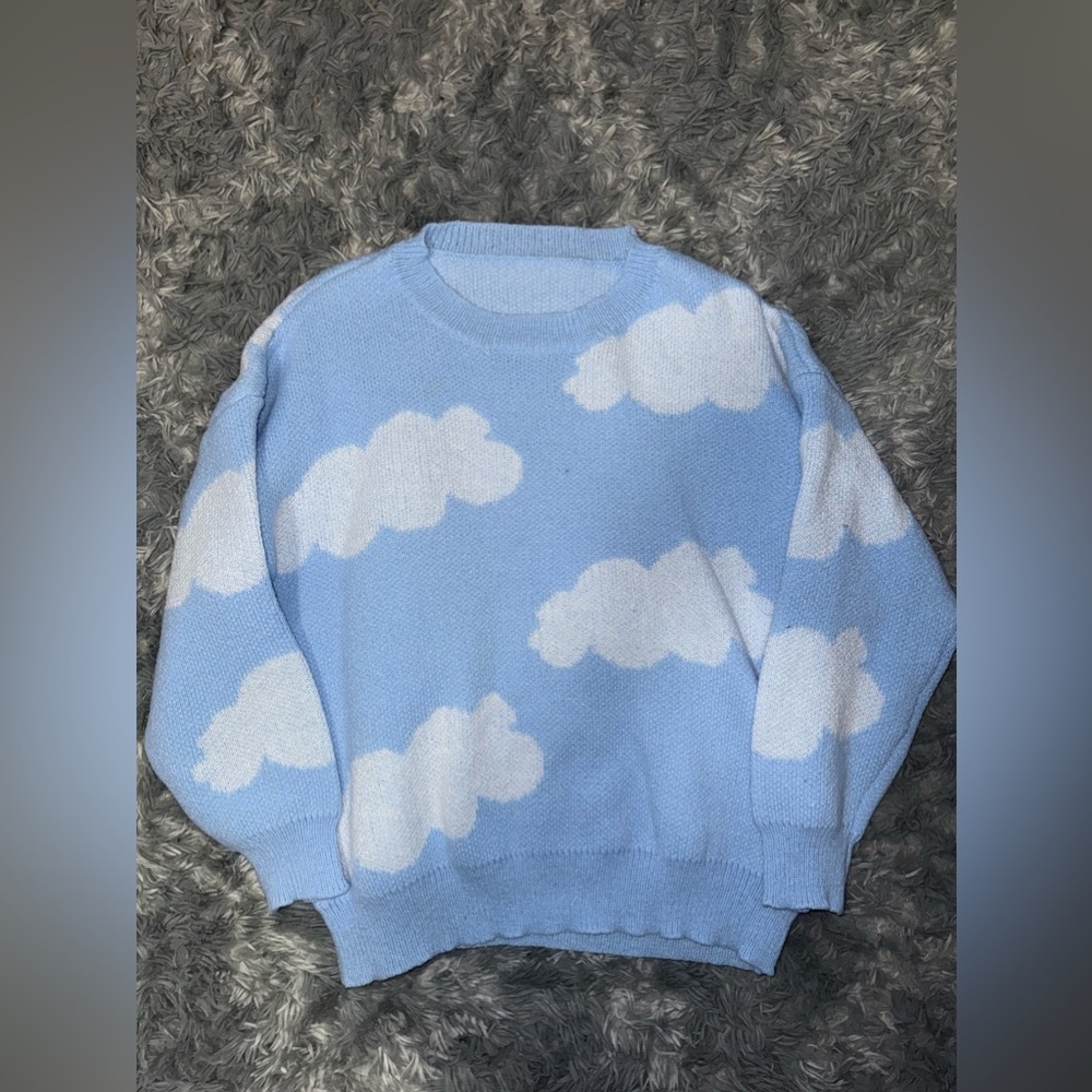 SHEIN EZwear Plus Cloud Pattern Drop Shoulder Sweater